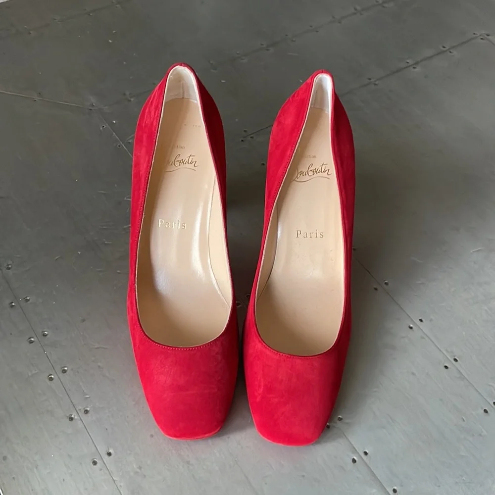 Christian louboutin Donna stud spikes loubi red silver pump 85mm sz 37